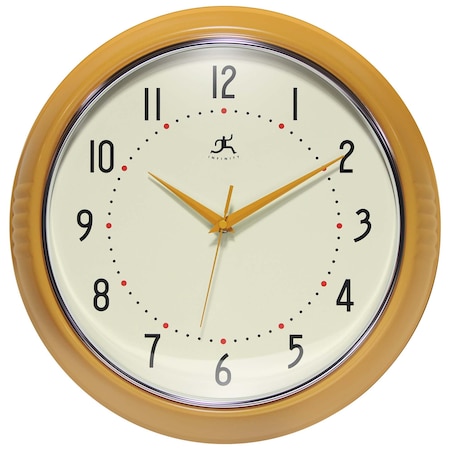 Infinity Instruments Retro Round Saffron Wall Clock, 15 in. 10940SY-15